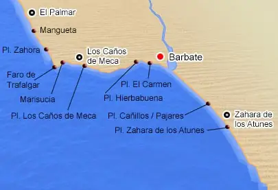 mapa de playas de barbate