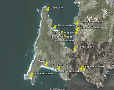 Mapa de Playas de Cangas de Morrazo