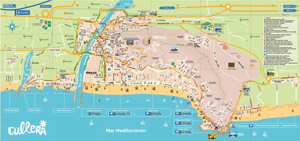 mapa de playas y calas de Cullera