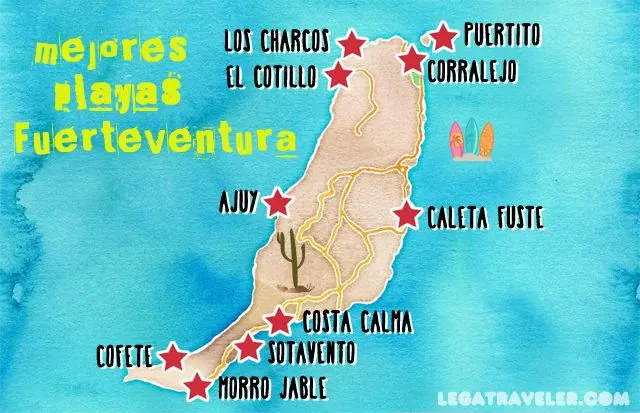 mapa de playas y calas de fuerteventura