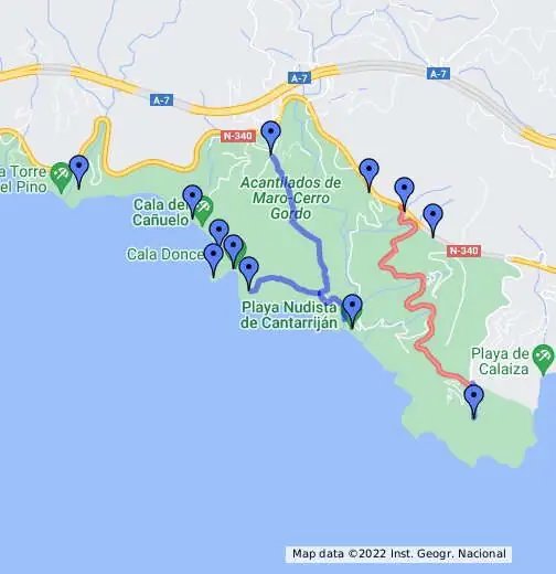 mapa de playas y calas de maro