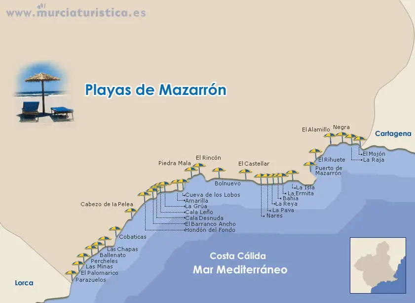 mapa de playas y calas de mazarron