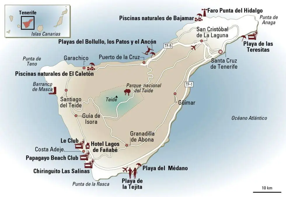 mapa de playas y calas de tenerife