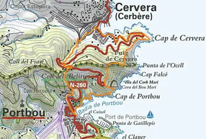 Mapa de Playas y calas de portbou