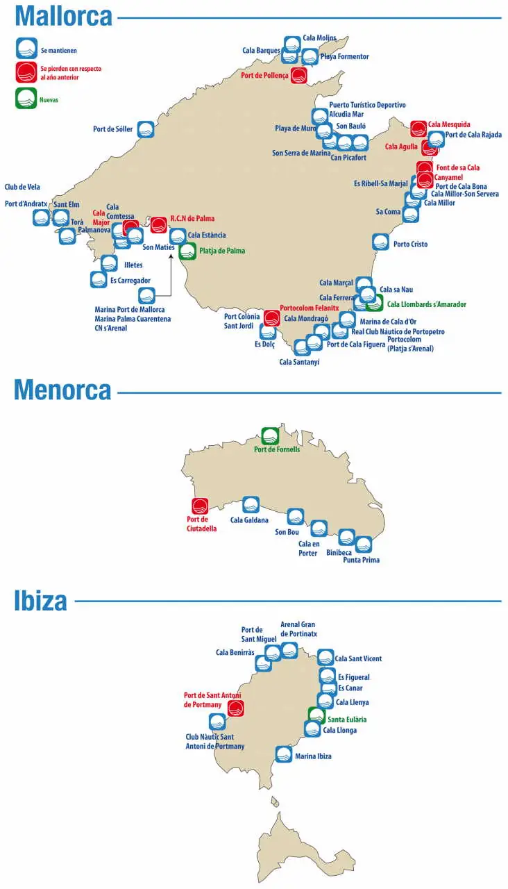 mapa de playas y calas de Islas Baleares