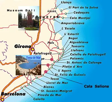 mapa de playas y calas de girona