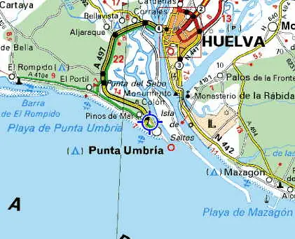 mapa de playas y calas de punta umbria