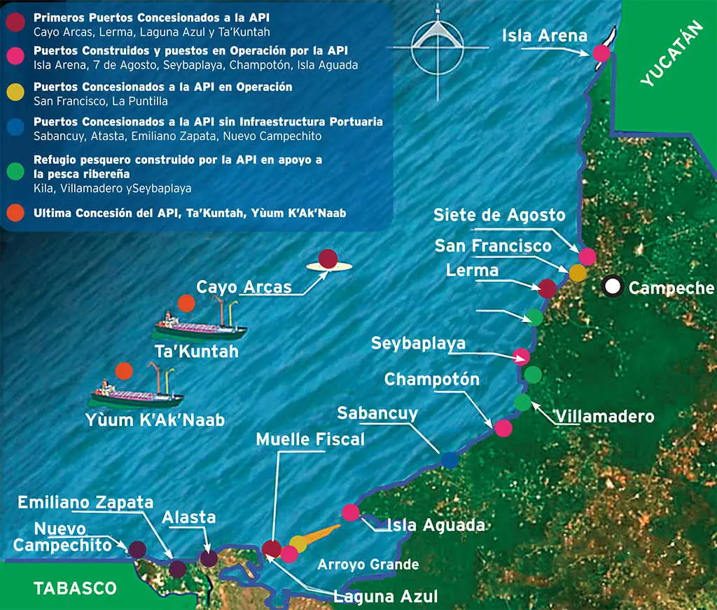Mapa de Playas de Campeche